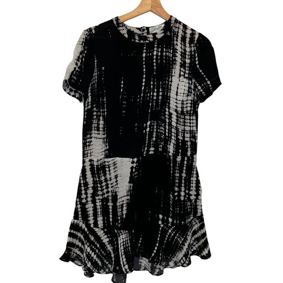 ALC Louis tie dye SILK Abstract Shift dress ruffle Size 4 Dress - Picture 9 of 10